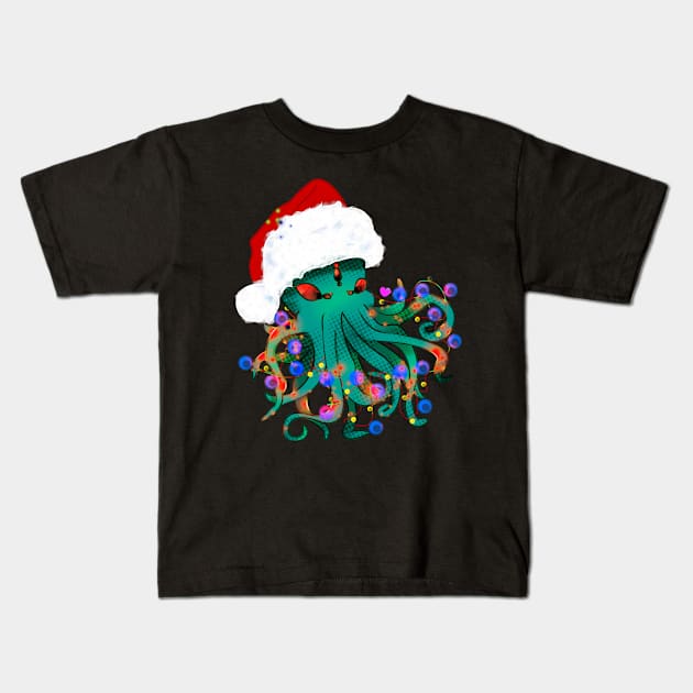 Santa Cthulhu, Bad lights Kids T-Shirt by 1anioh